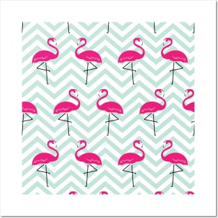 Flamingo mint pattern Posters and Art